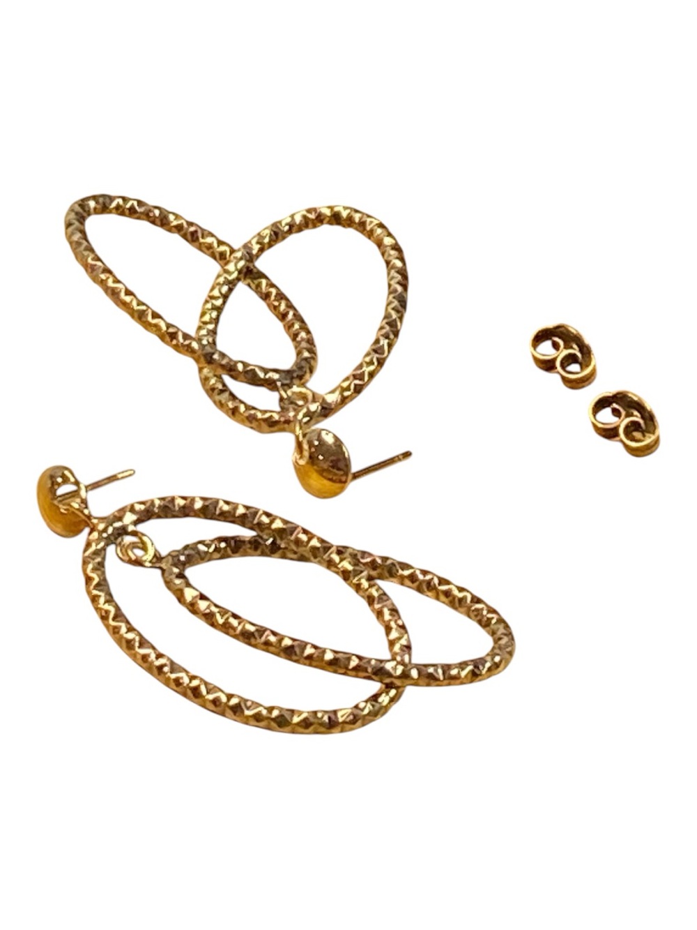 Vintage MILOR Italy 14K Yellow Gold Overlapping Double Loop Dangle Earrings 3.68